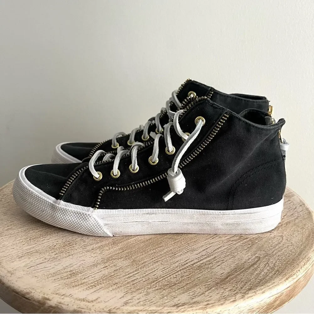 Sperry Collab Rebecca Minkoff High Top Lace Up Zipper Sneakers Black, 8 NWOB